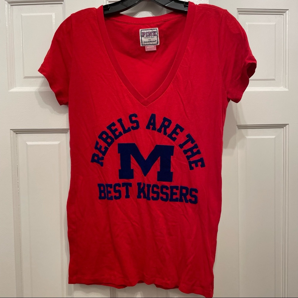 VS Pink Ole Miss V Neck T Shirt